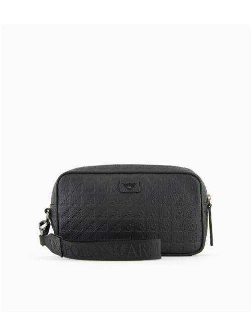 BEAUTY BAG IN LOGOED LEATHER EMPORIO ARMANI | EM001738.AF14774UC001 BLACK BEAUTY